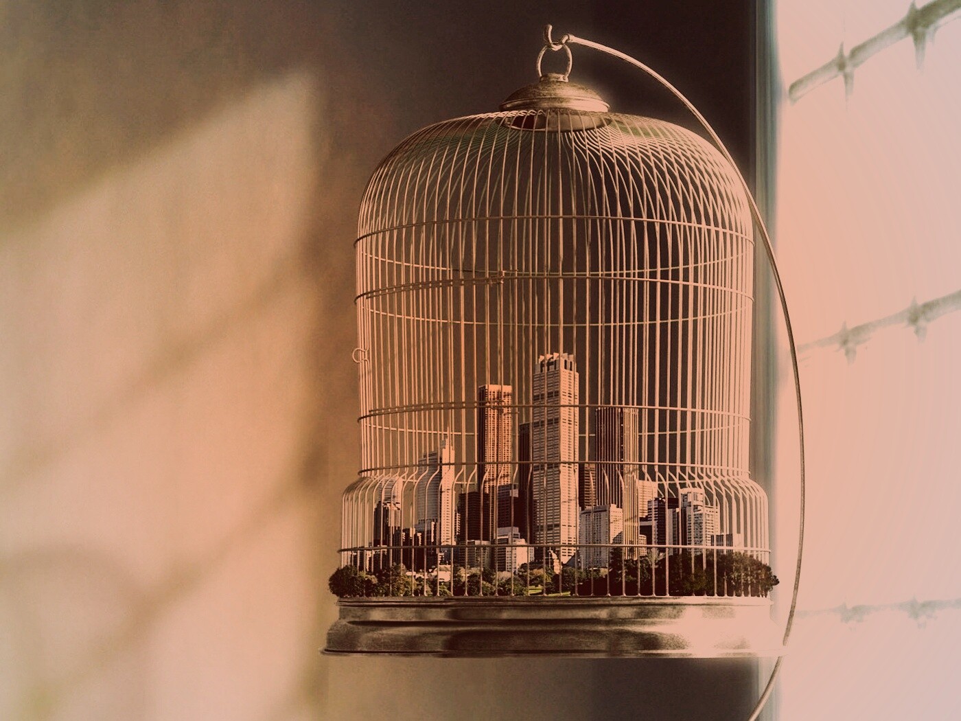 Город в клетке обои