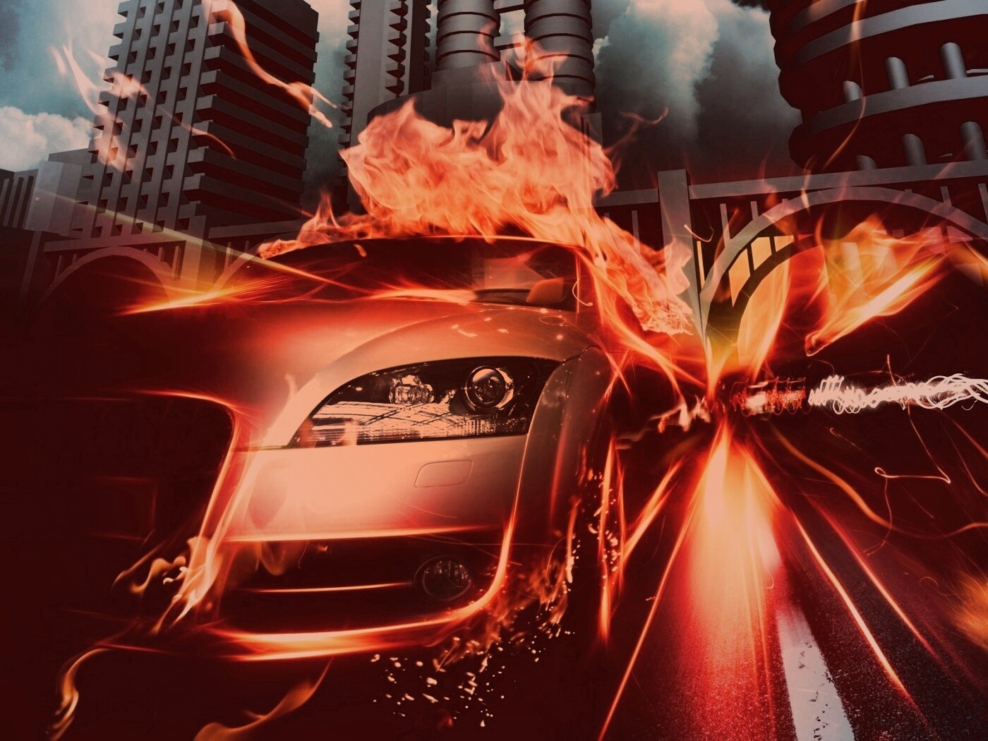 Ауди в огне обои