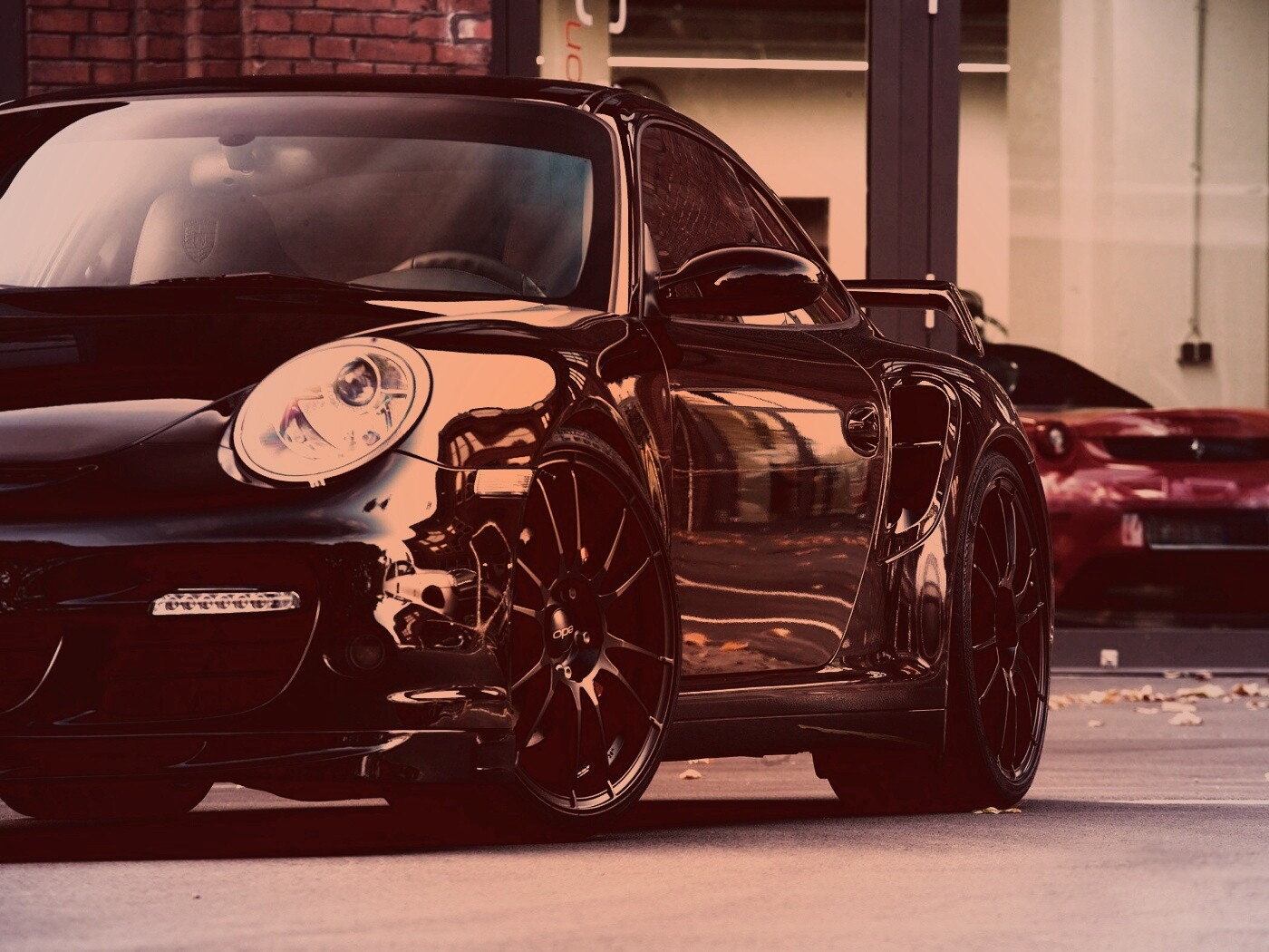 Порш на улице обои