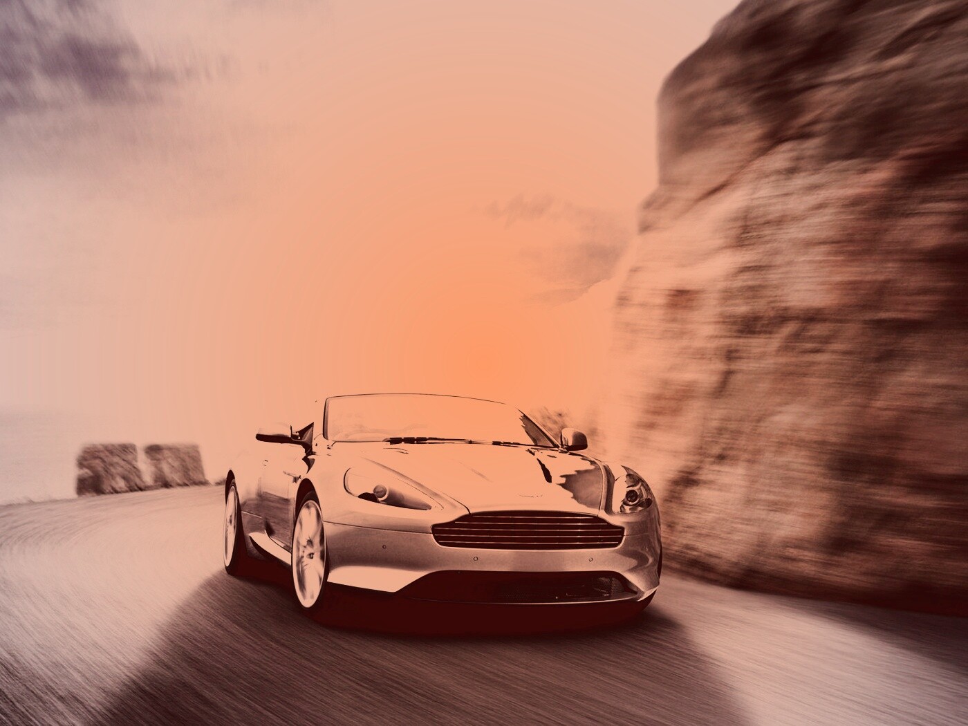 Aston Martin на повороте обои