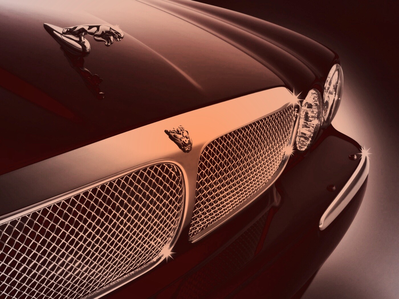 Капот и эмблема Ягуара обои