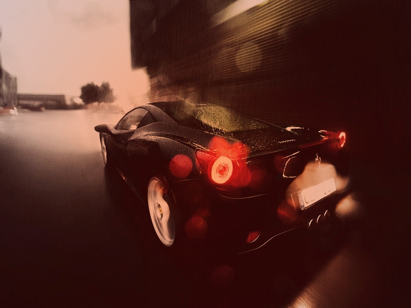 Ferrari под дождем обои