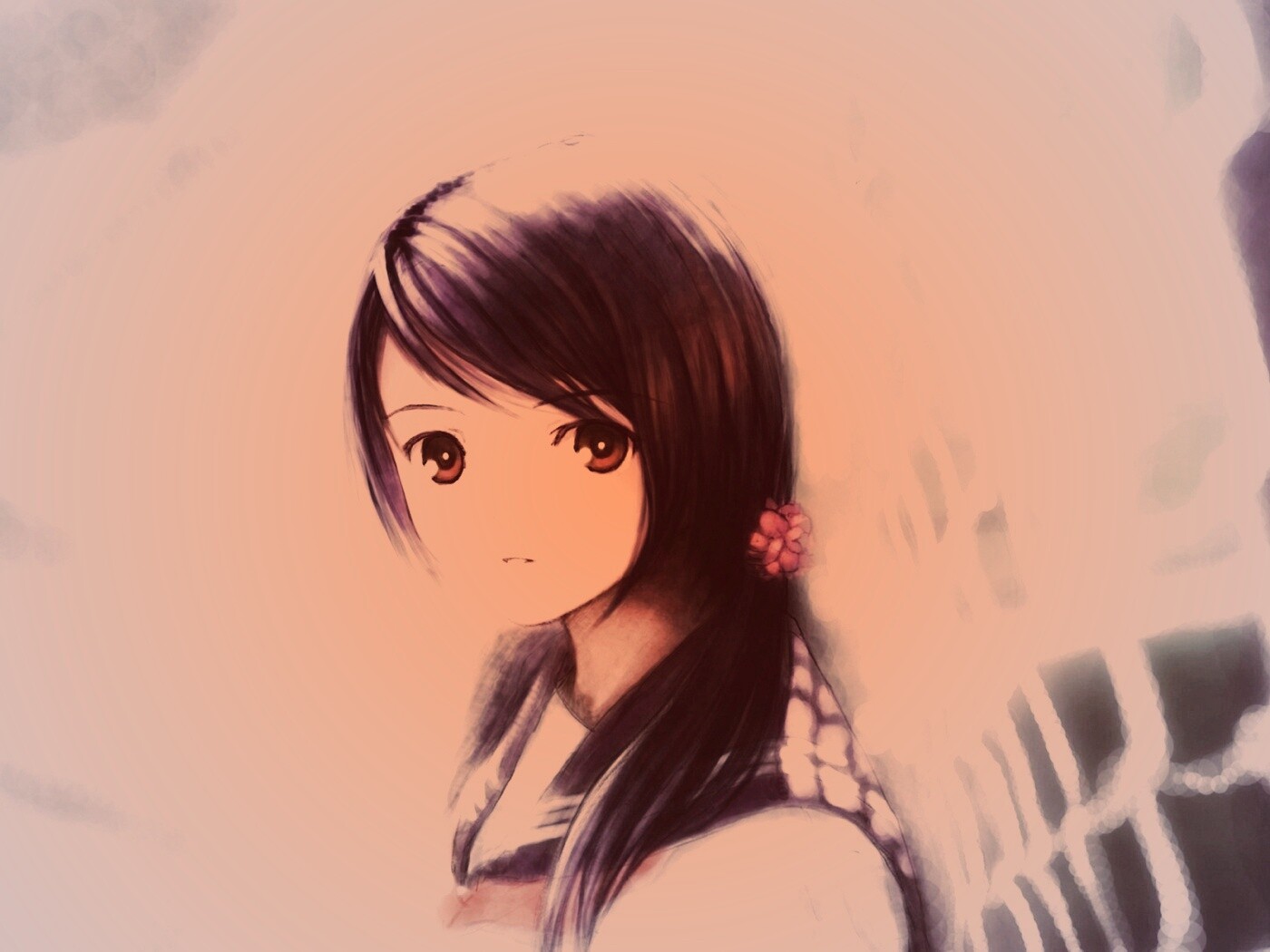 Девочка у сетчатого забора обои