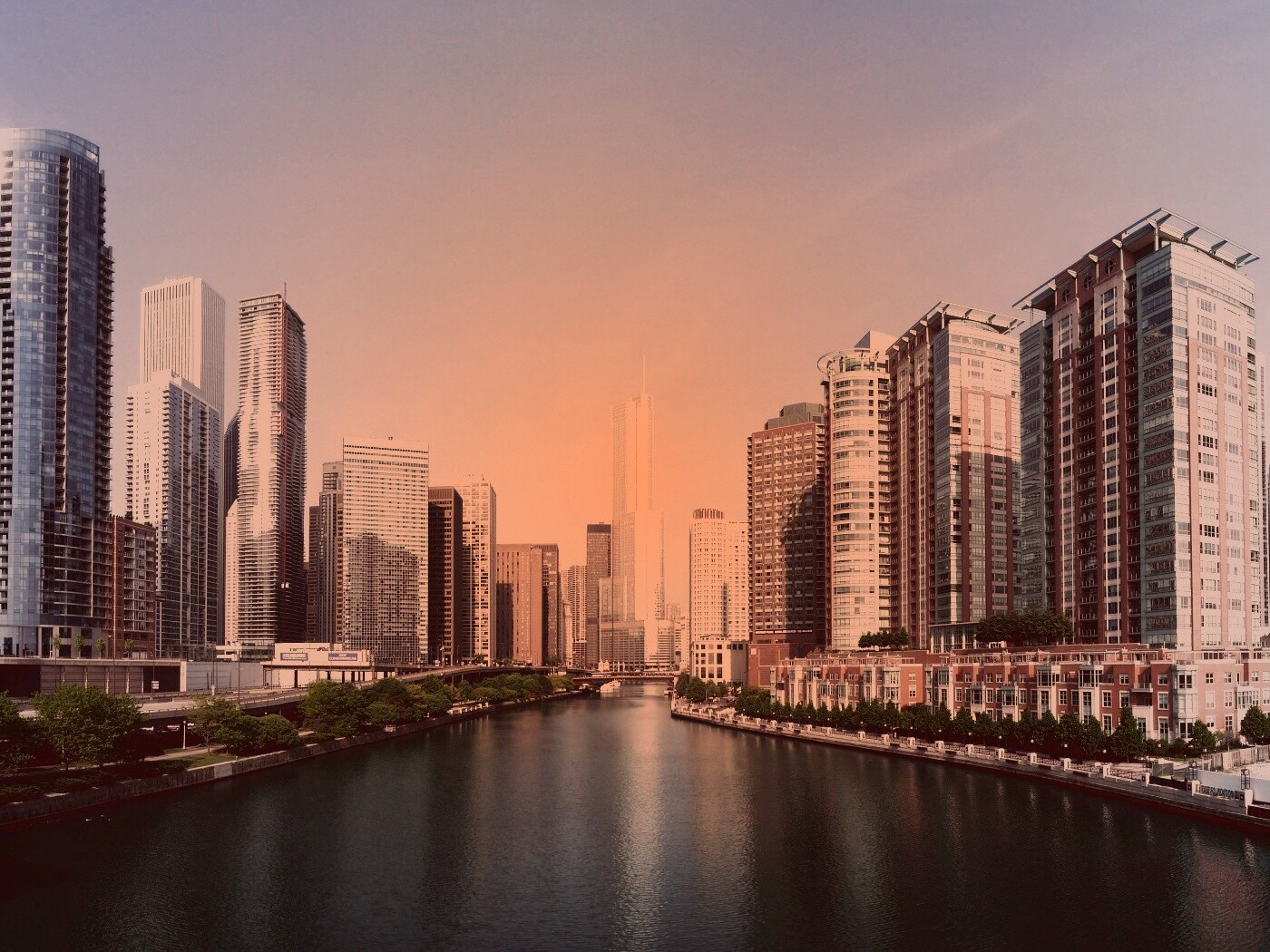 Вид на Чикаго обои