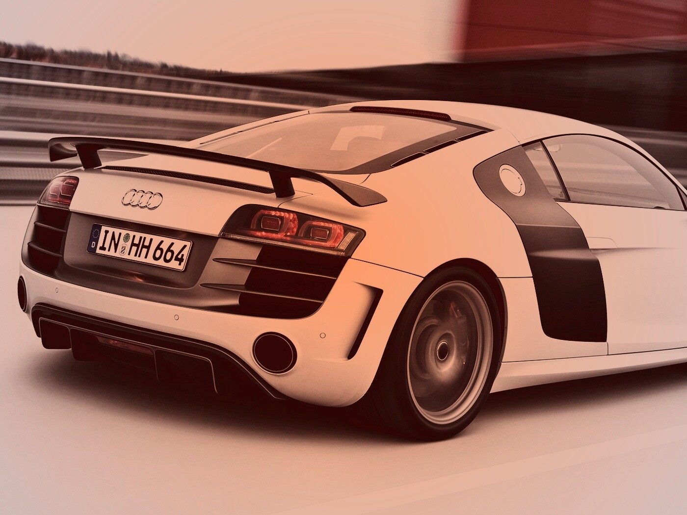 Audi R8 на скоростной трассе обои