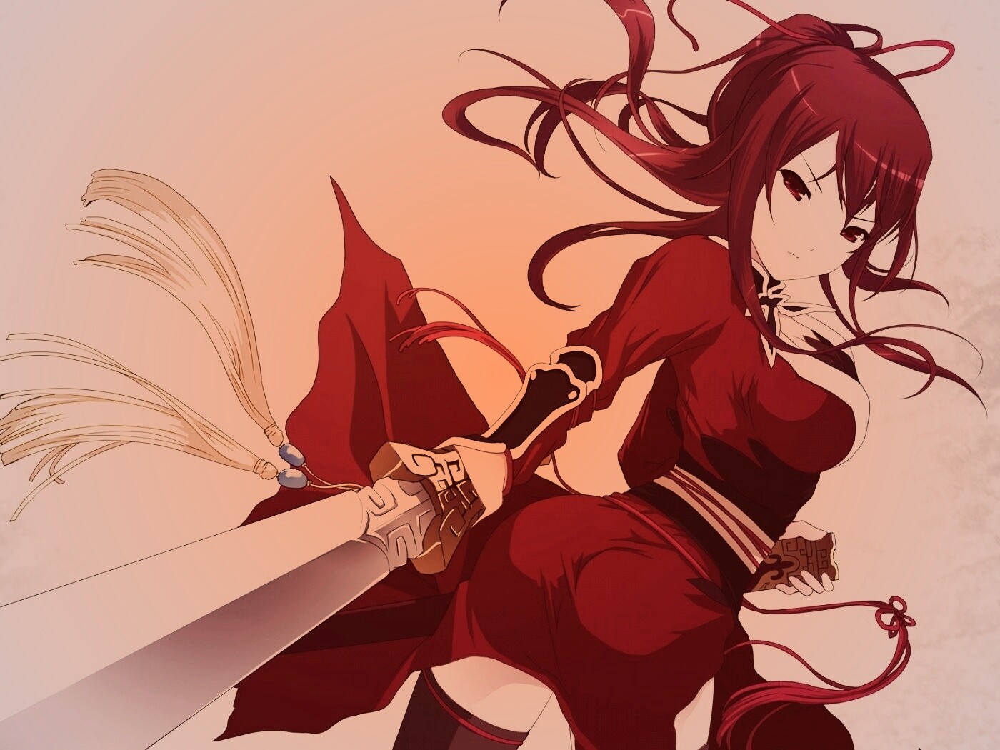 Рыжая девочка с мечем обои