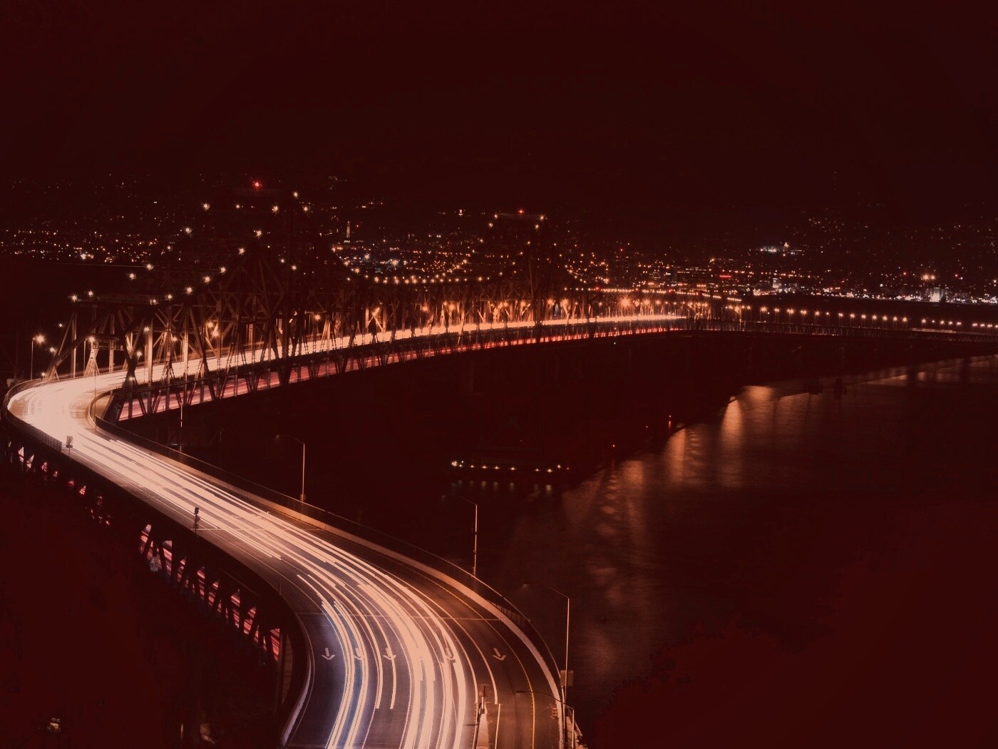 Вид на мост ночью обои