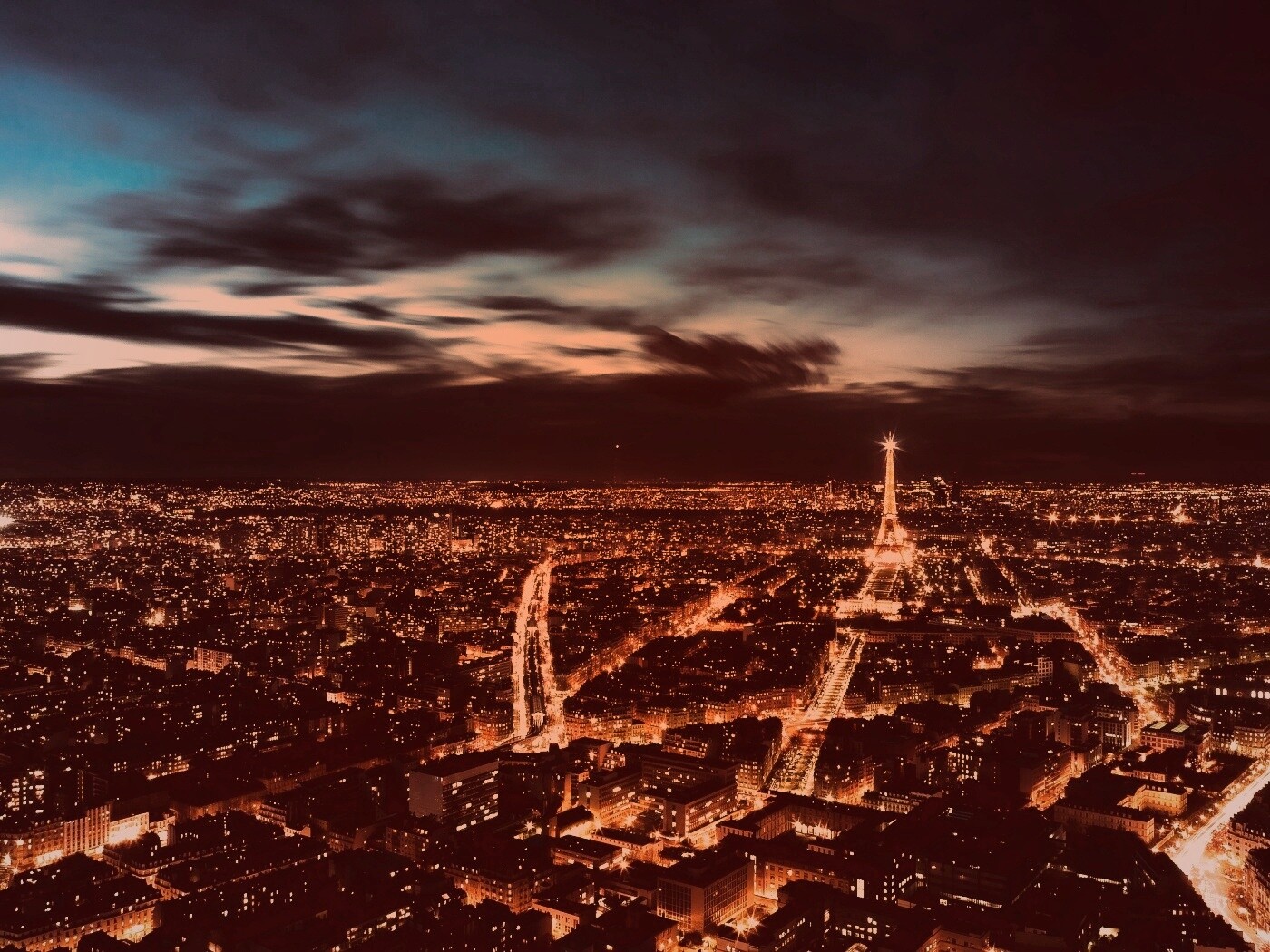 Вид на ночной Париж обои