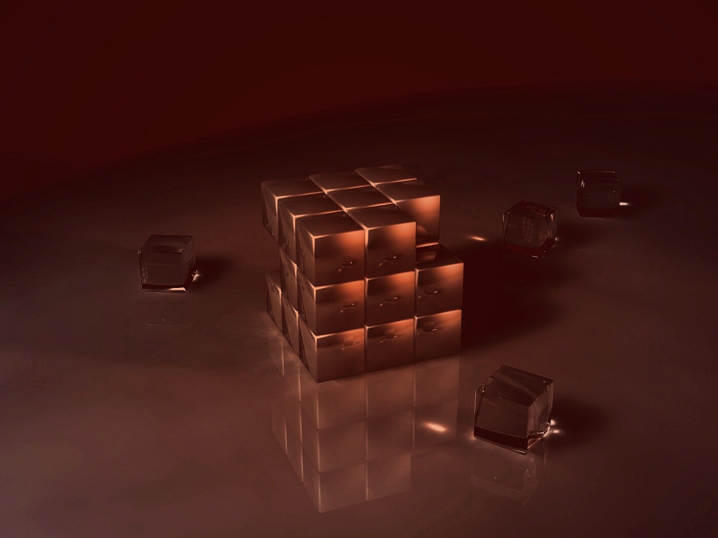 Кубик рубика из стекла обои