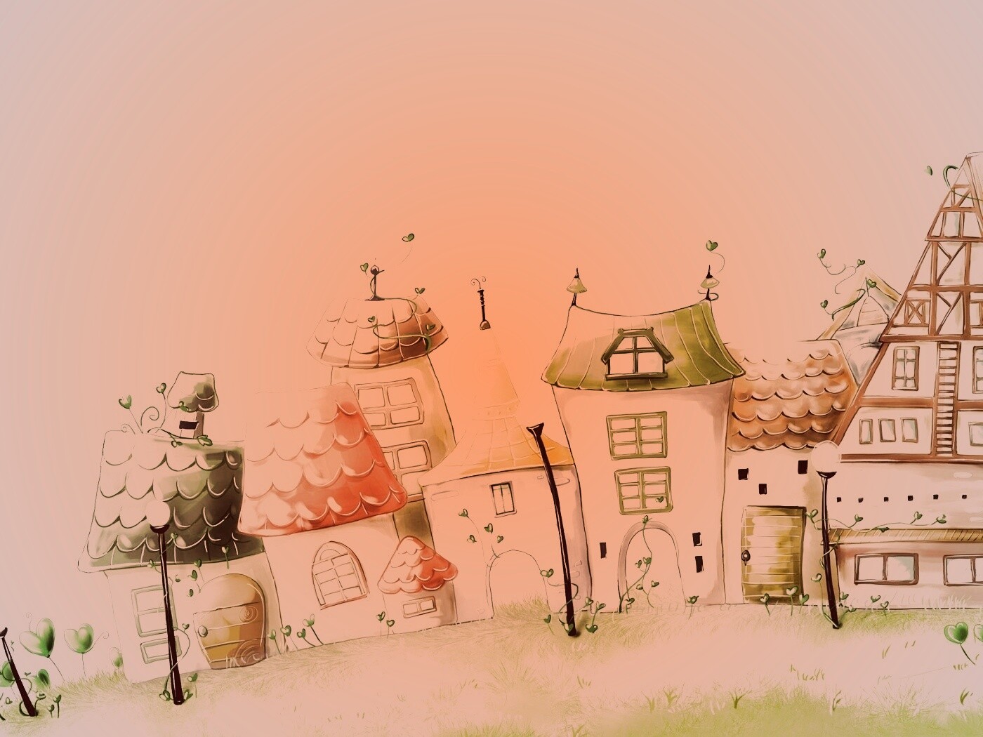 Мультяшный городок обои