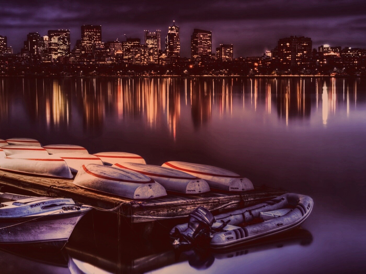 Ночной Бостон обои