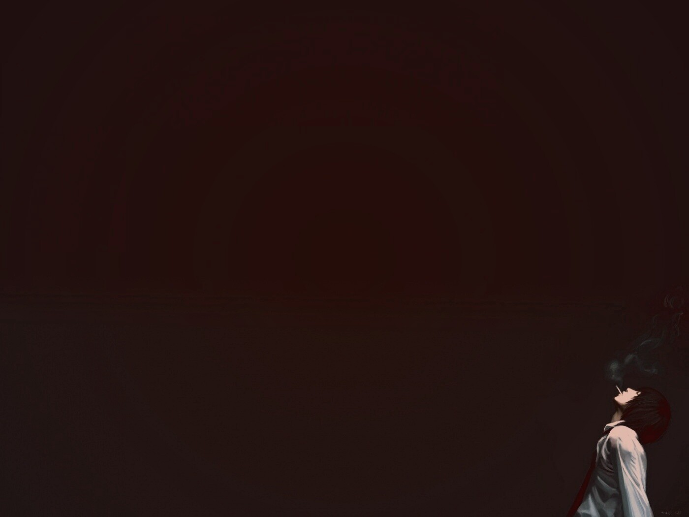 Курящий в углу обои