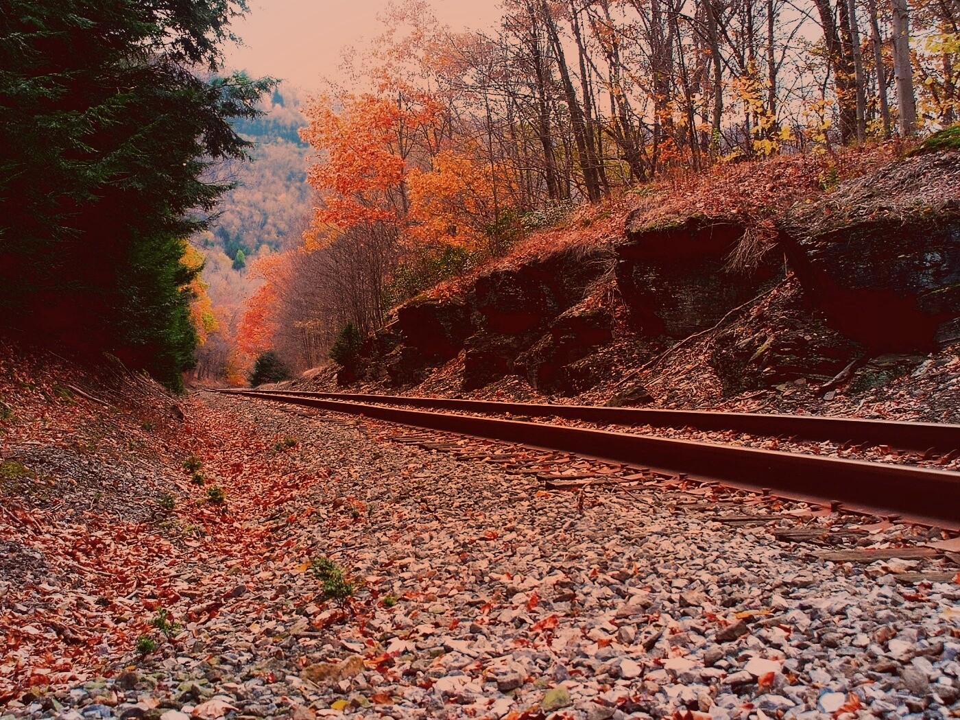 Железная дорога в скалистой местности обои