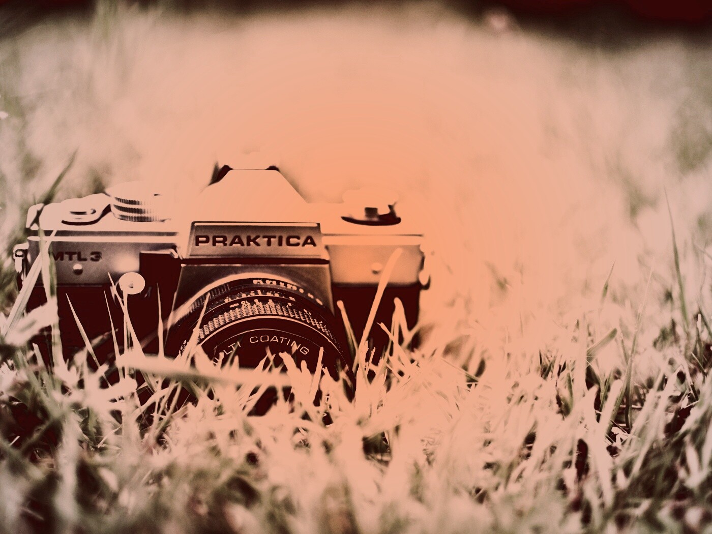 Фотоаппарат Praktica в траве обои