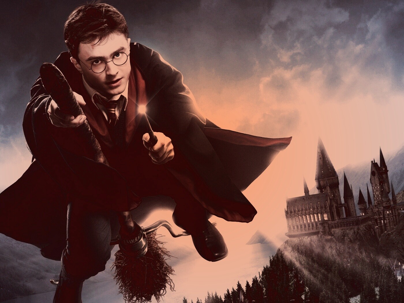 Гарри Поттер на метле обои
