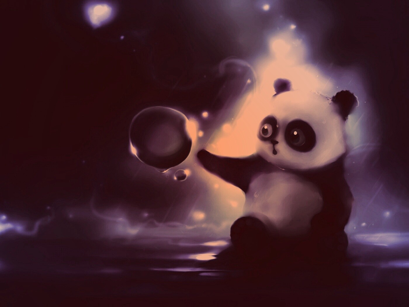 Панда и пузырек обои