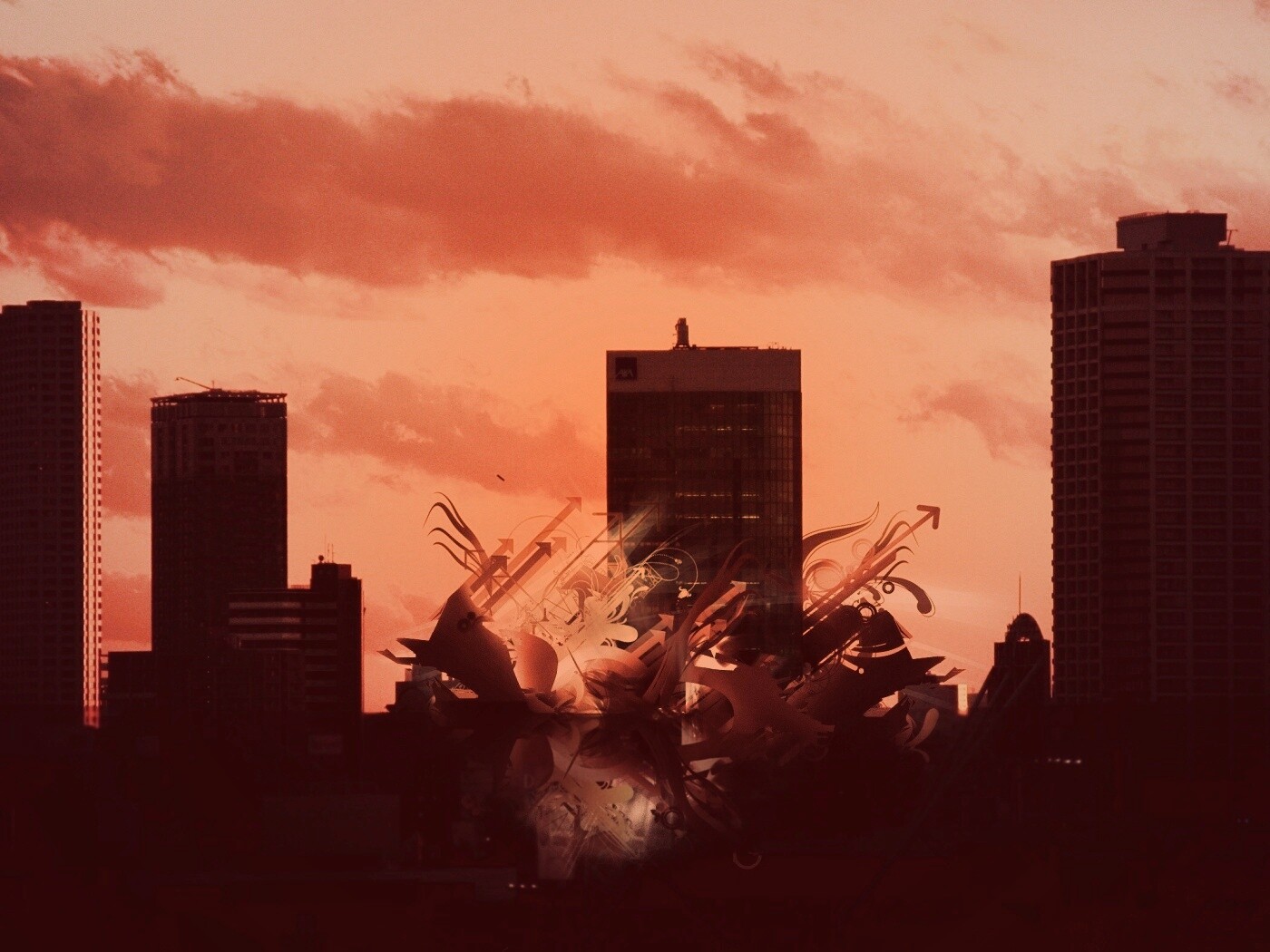 3D абстракция прямо в городе обои