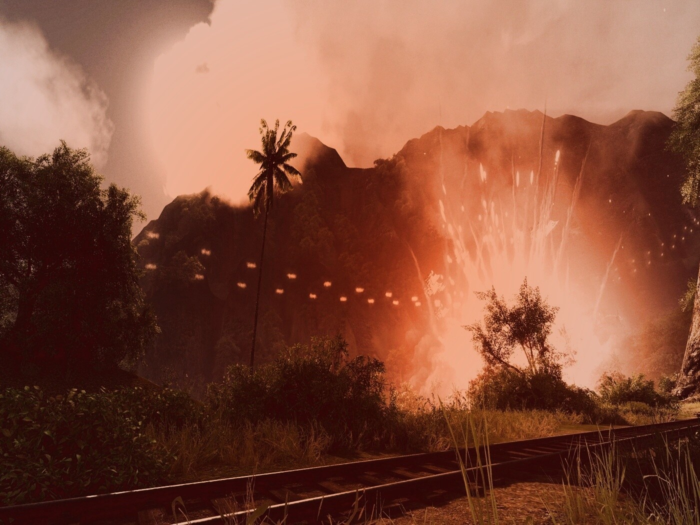 Взрыв в кустах обои