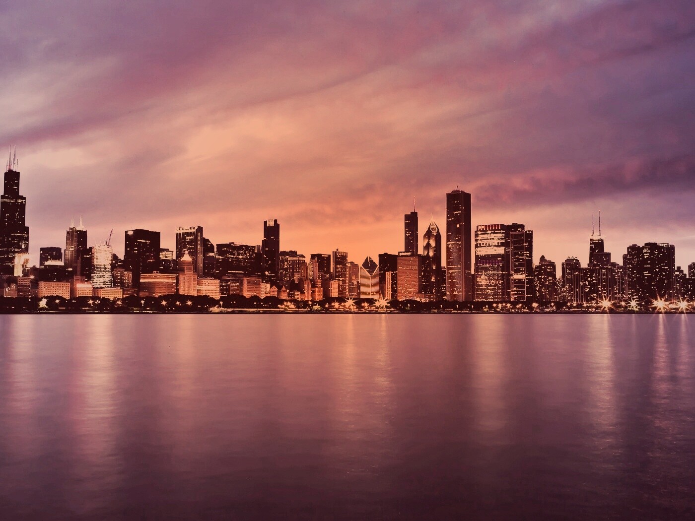 Чикаго с воды обои