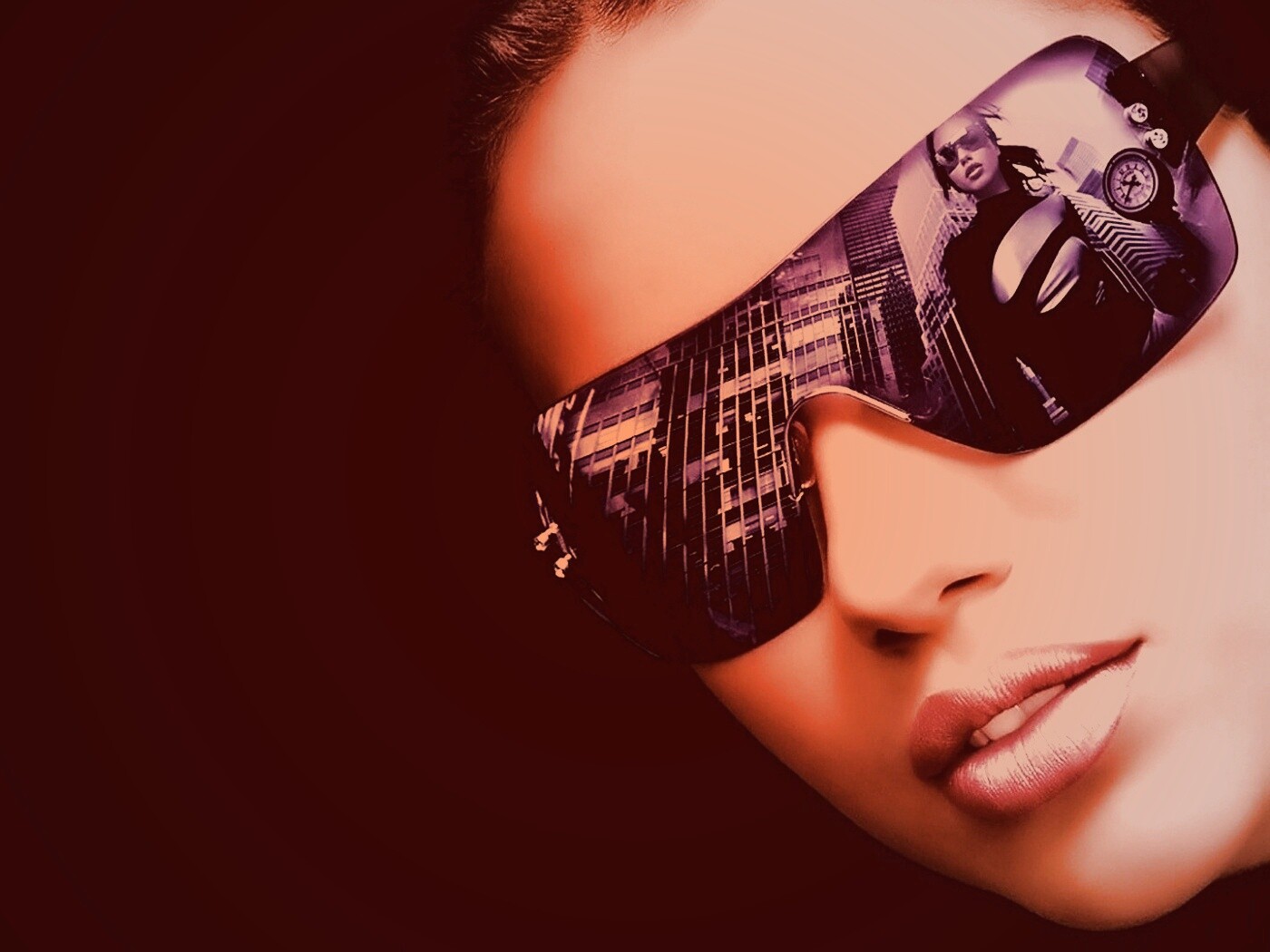 Девушка в стильных очках обои