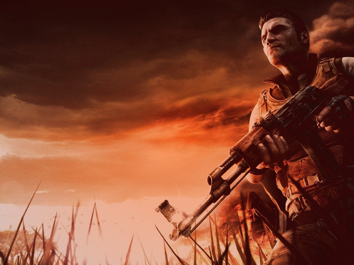 С оружием и в бронежилете обои