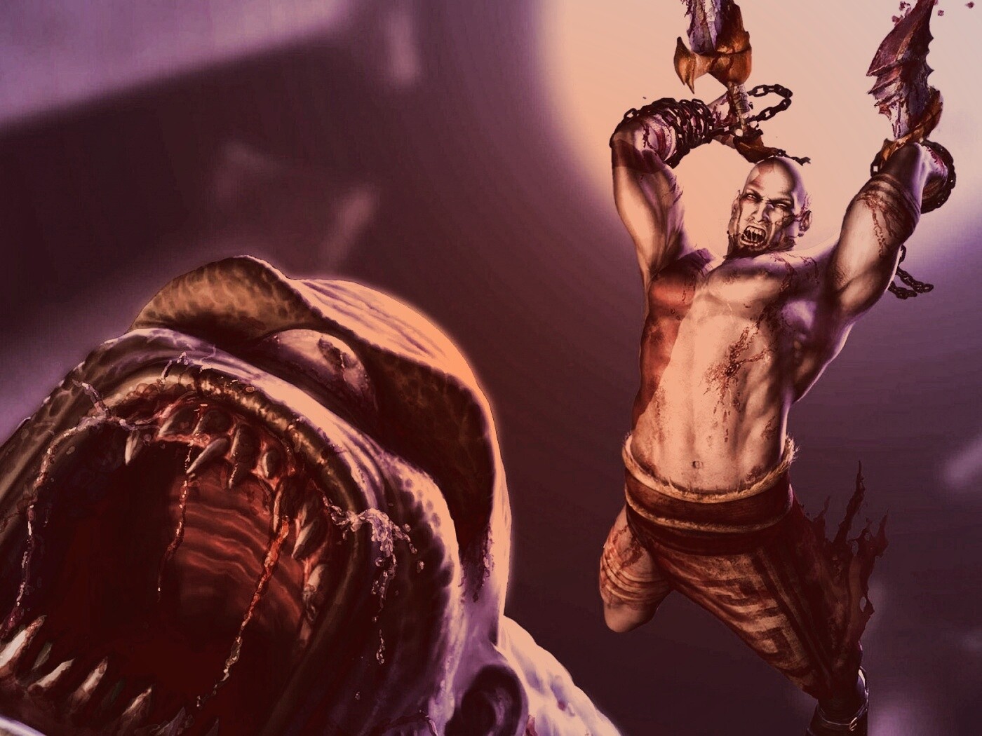 Кратос против монстра обои