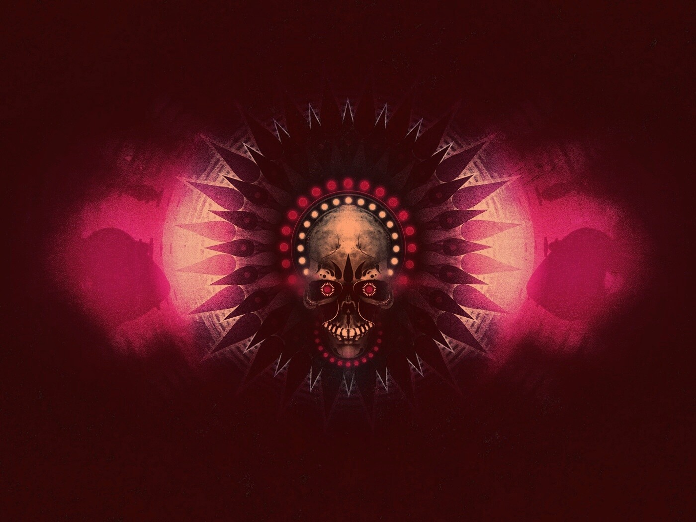 Неоновый череп обои