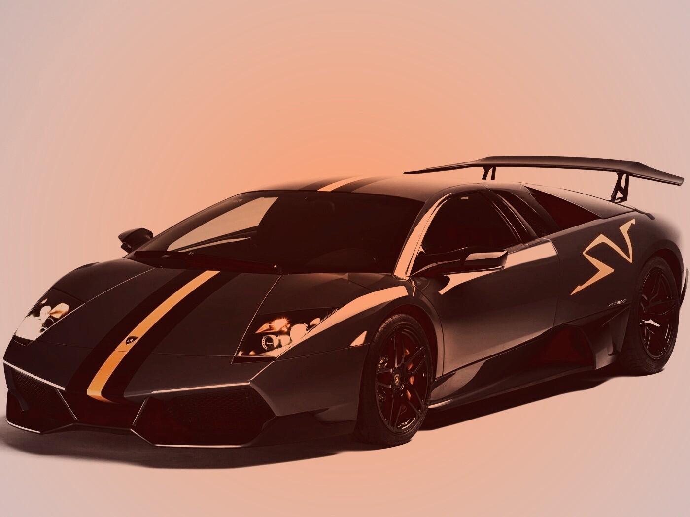 Черная Ламборджини обои