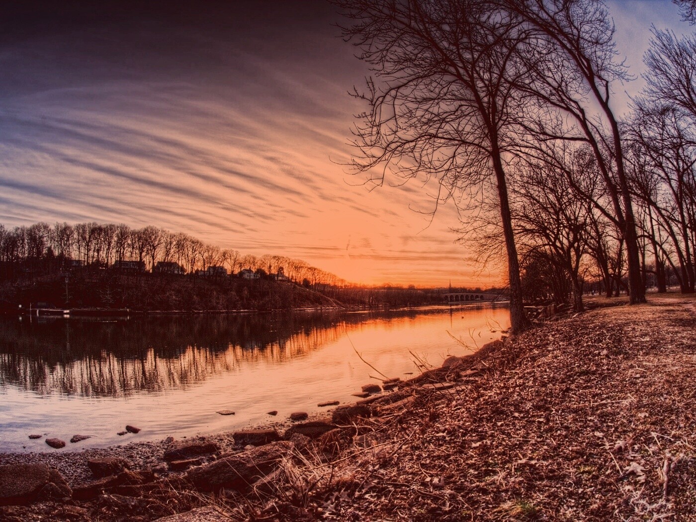 Осенний закат обои