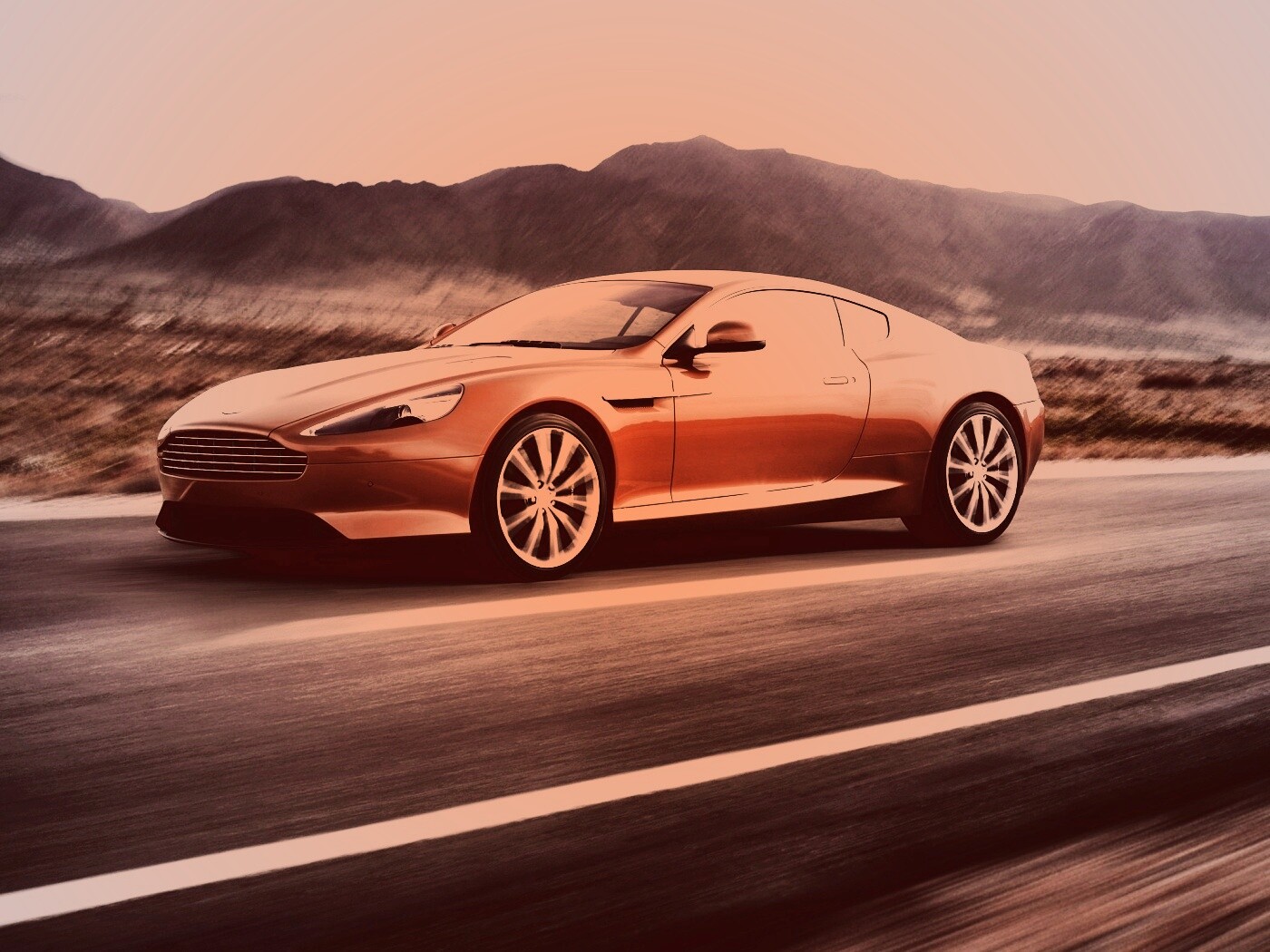 Астон Мартин на шоссе обои
