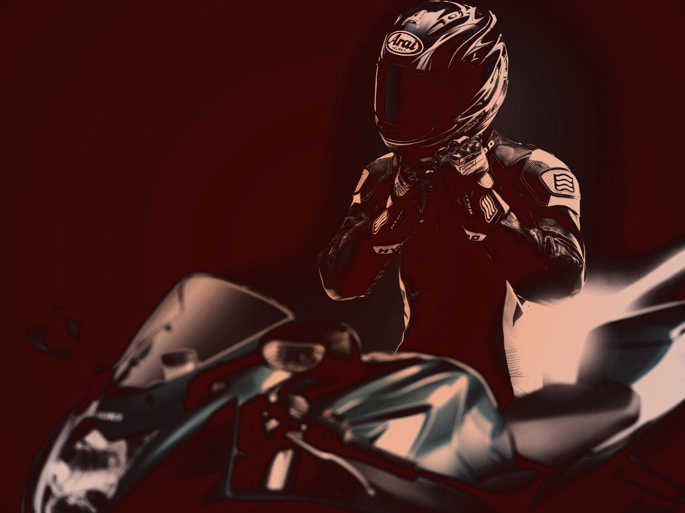 Мотоциклист в черном обои