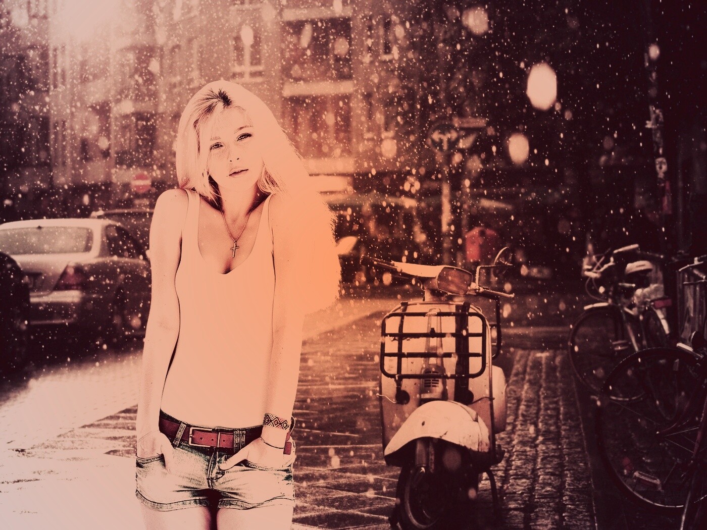 Девушка и плохая погода обои