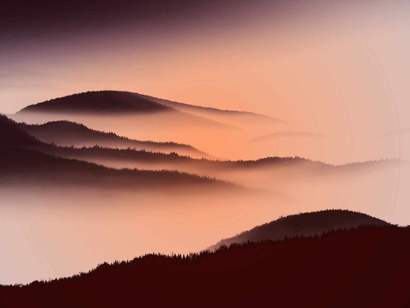 Туманные горы обои