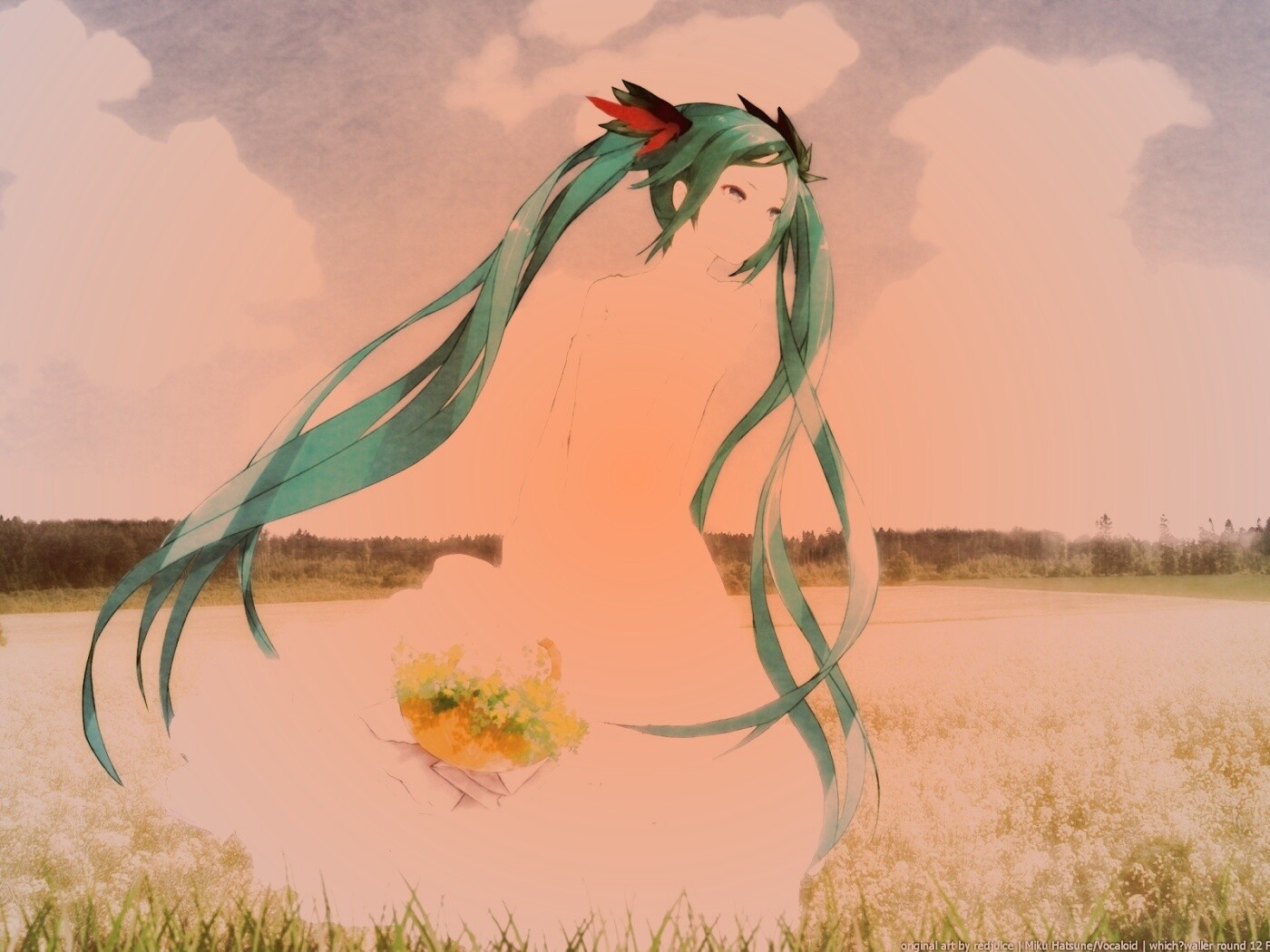 Хатсуне в поле обои