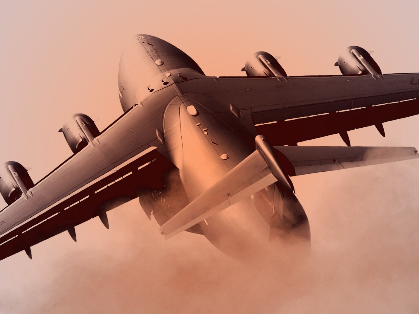 Большой грузовой самолет на взлете обои