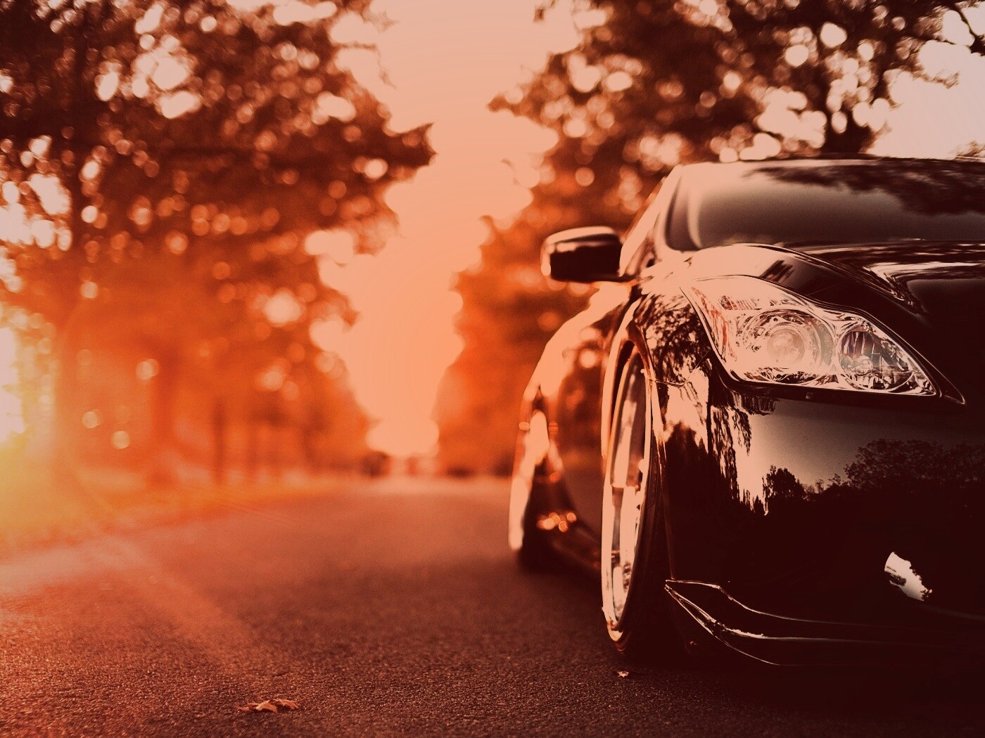 Автомобиль на закате обои