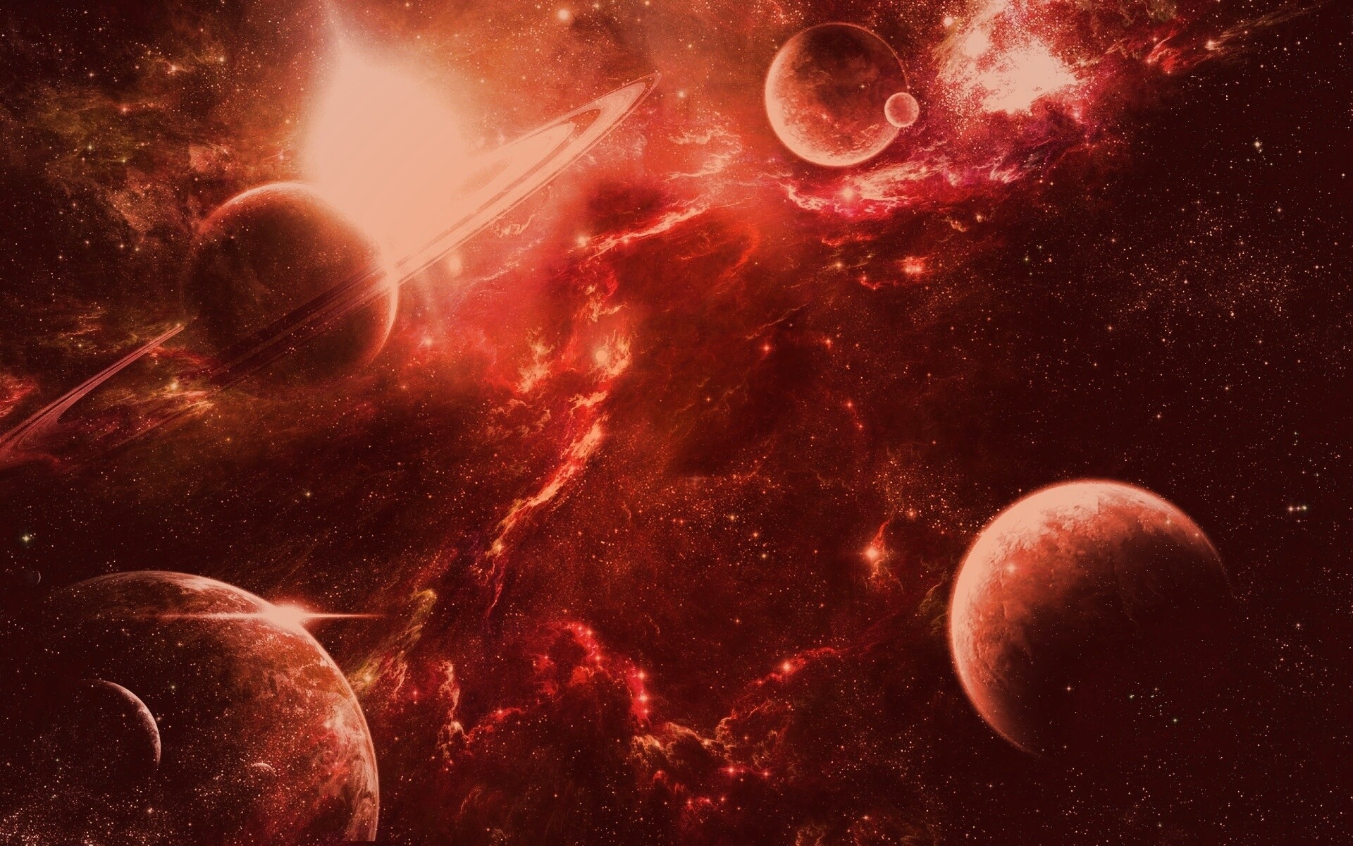 Красные оттенки космоса обои