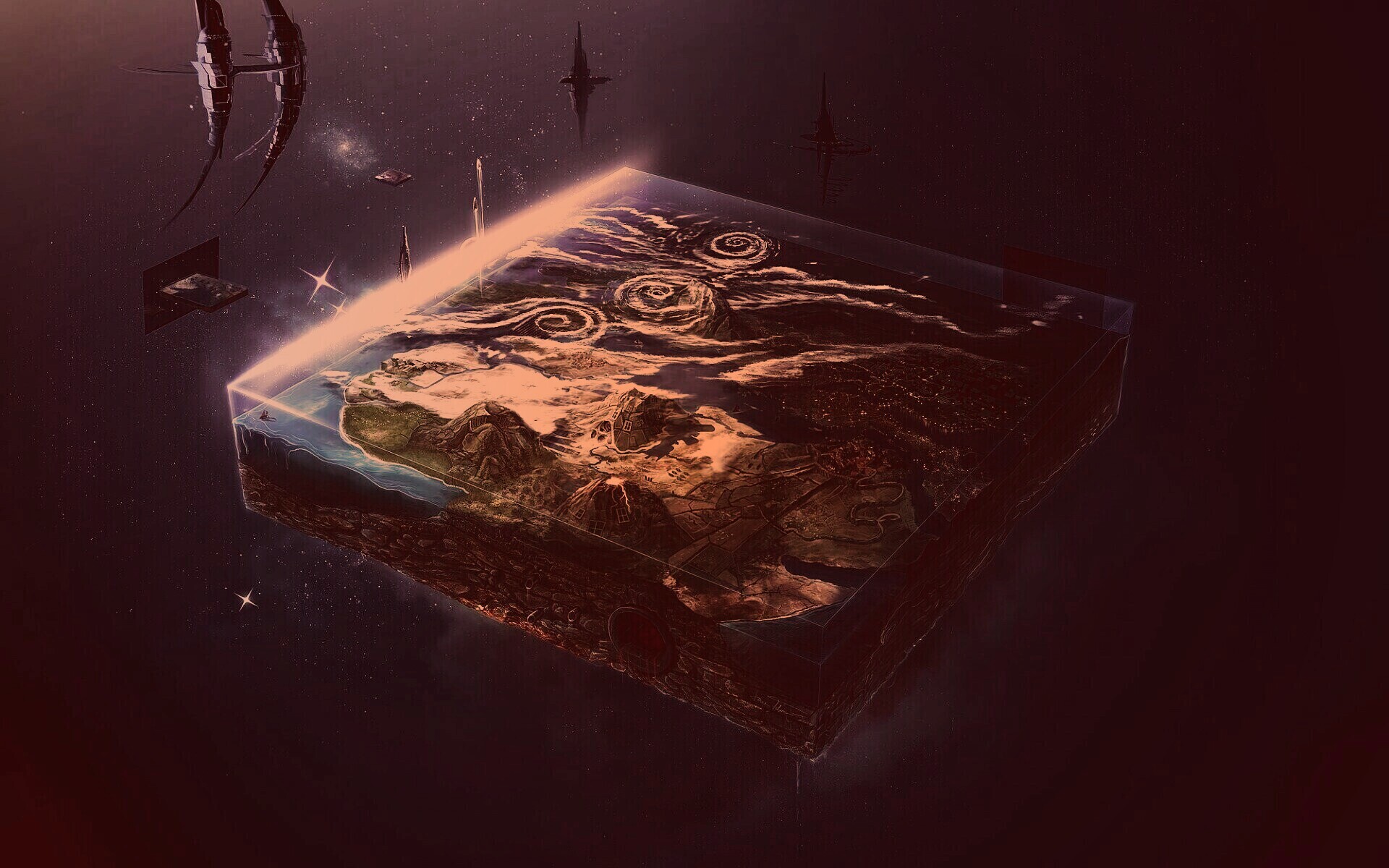 Кубическая земля в вакууме обои