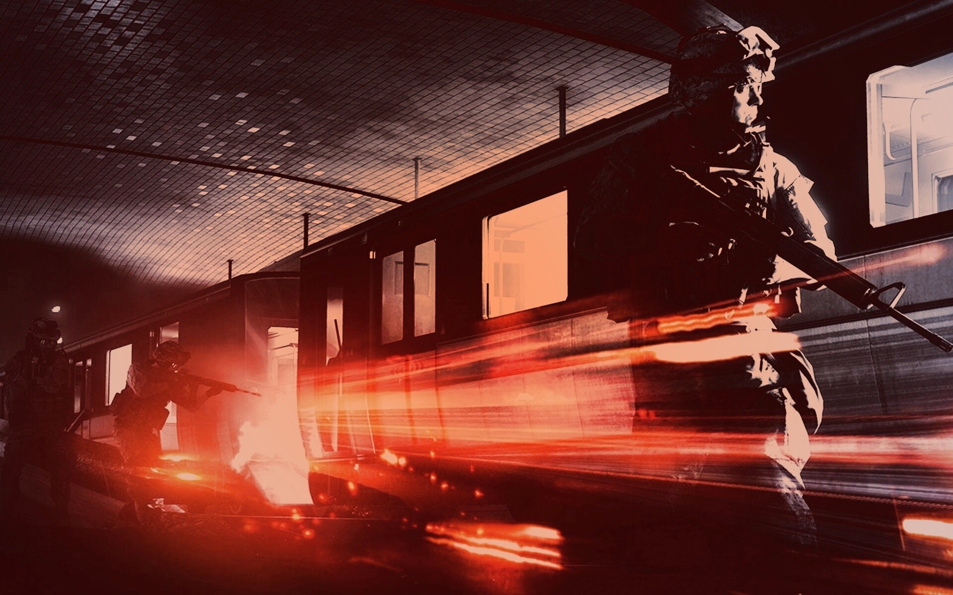 Солдаты на станции метро обои