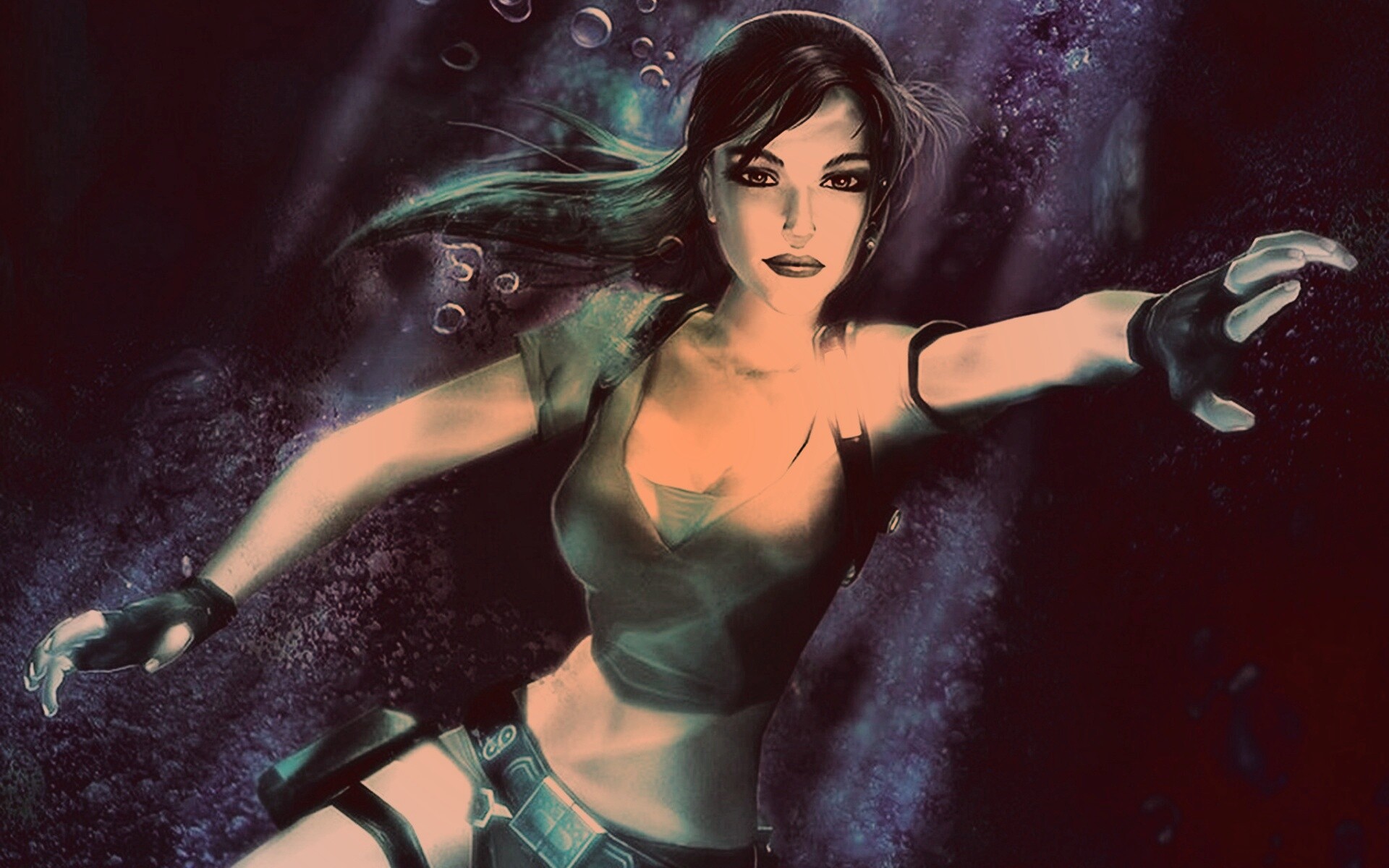 Лара под водой обои