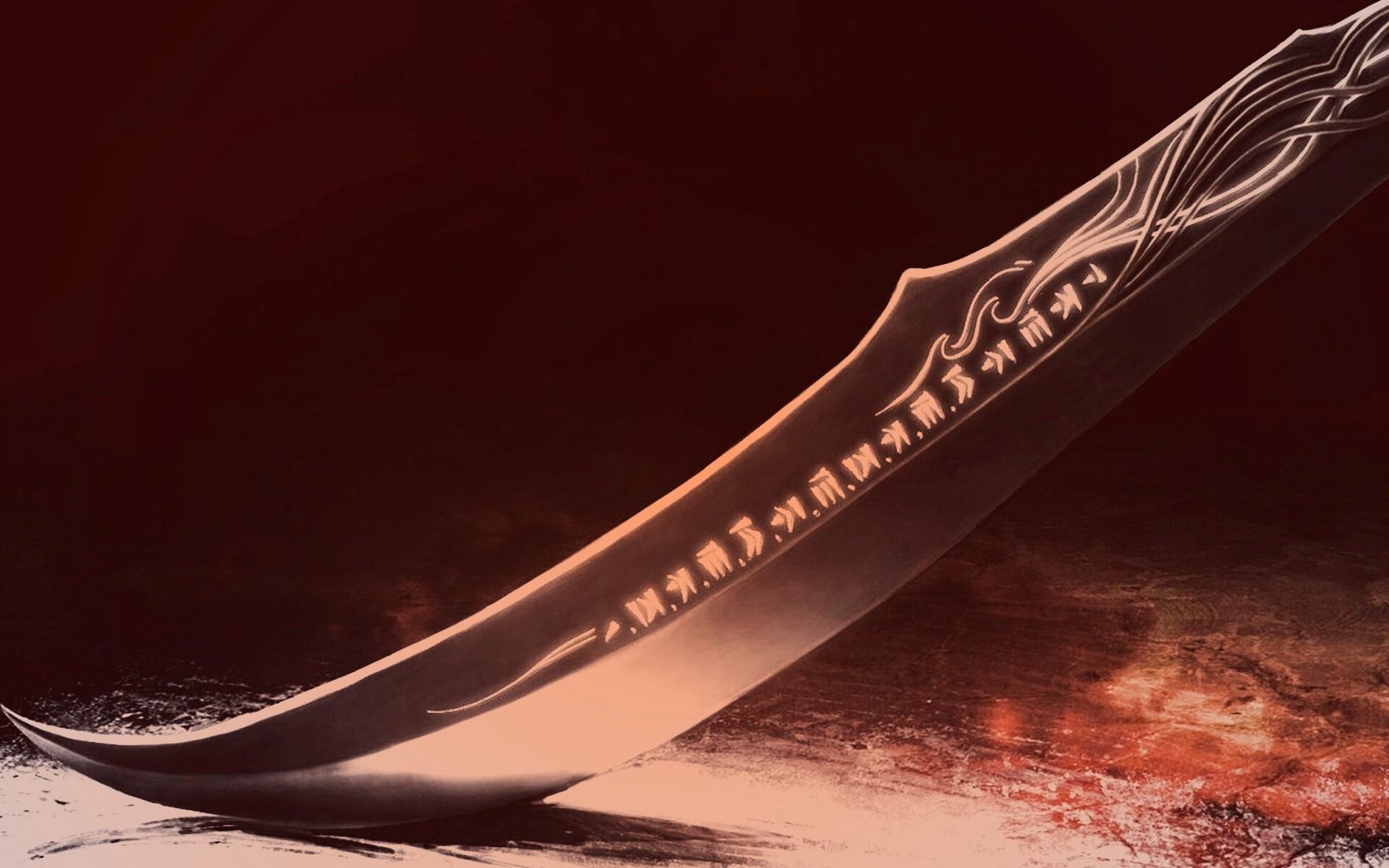 Клинок с магическими рунами обои