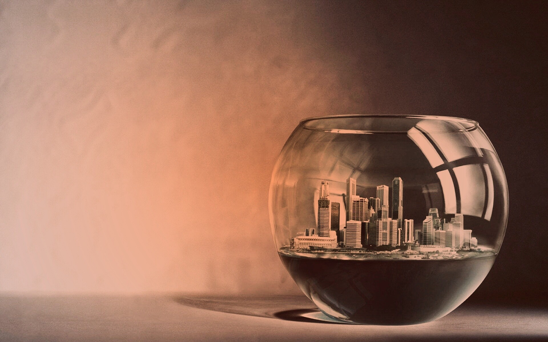 Город в аквариуме обои