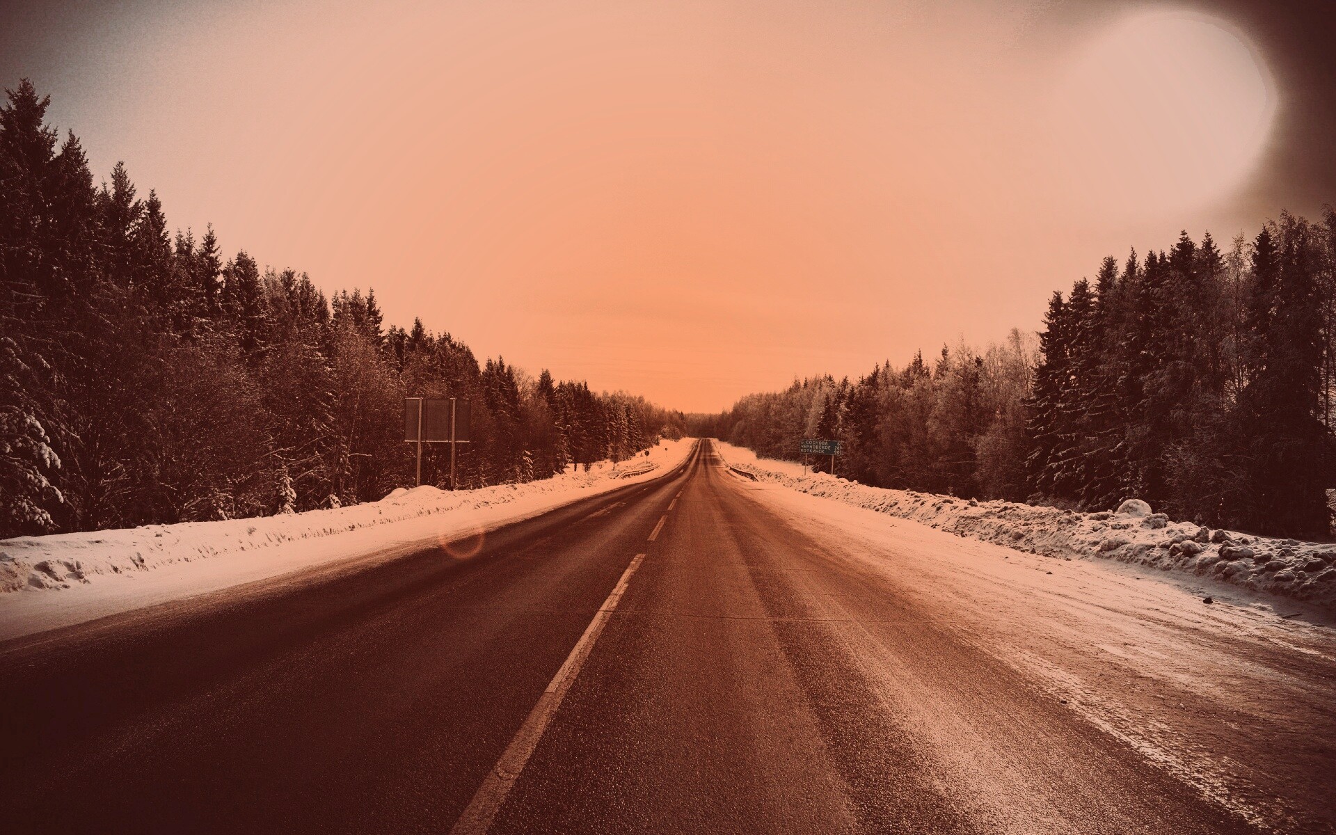 Дальняя дорога зимой обои