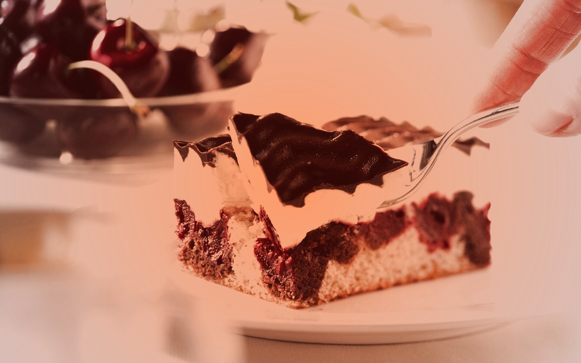 Вишневое пирожное обои