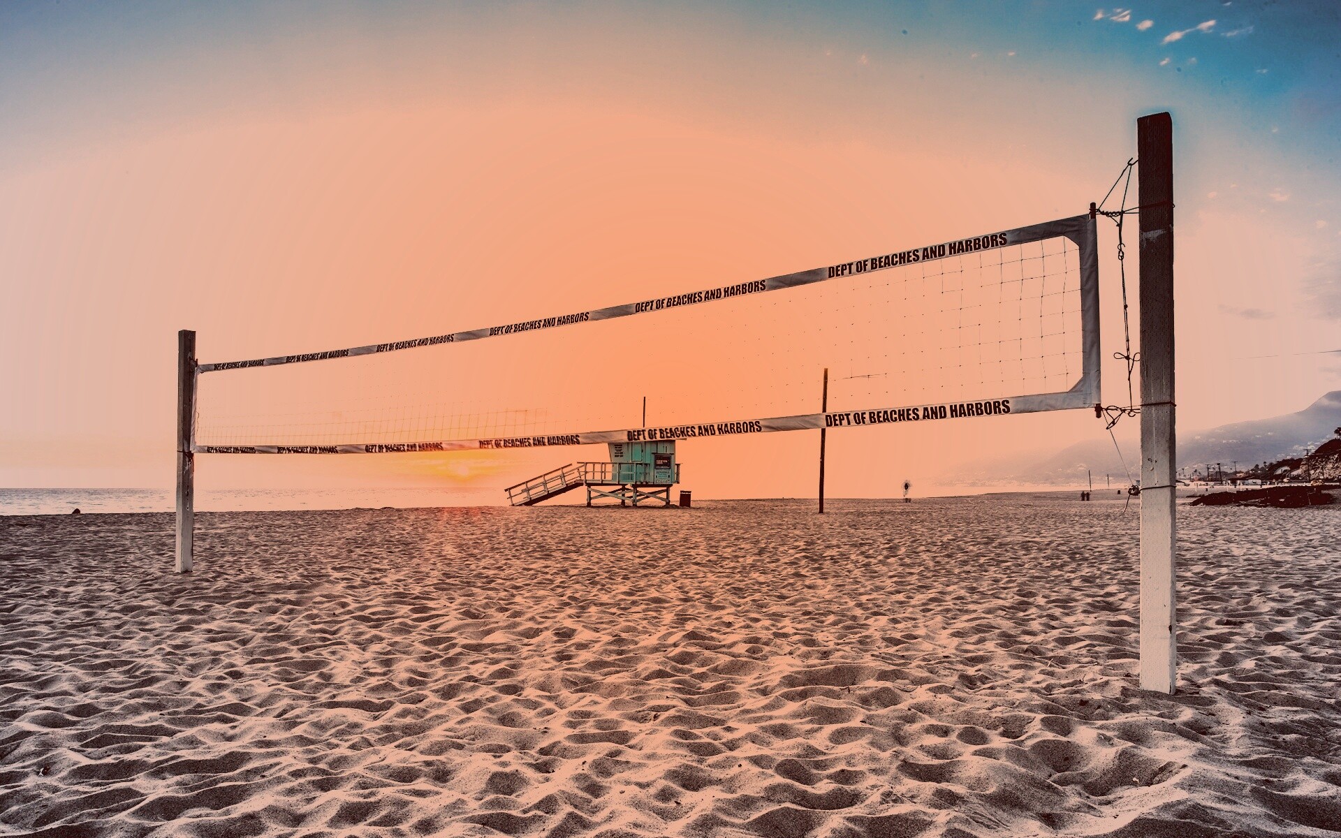 Сетка для волейбола на пляже обои