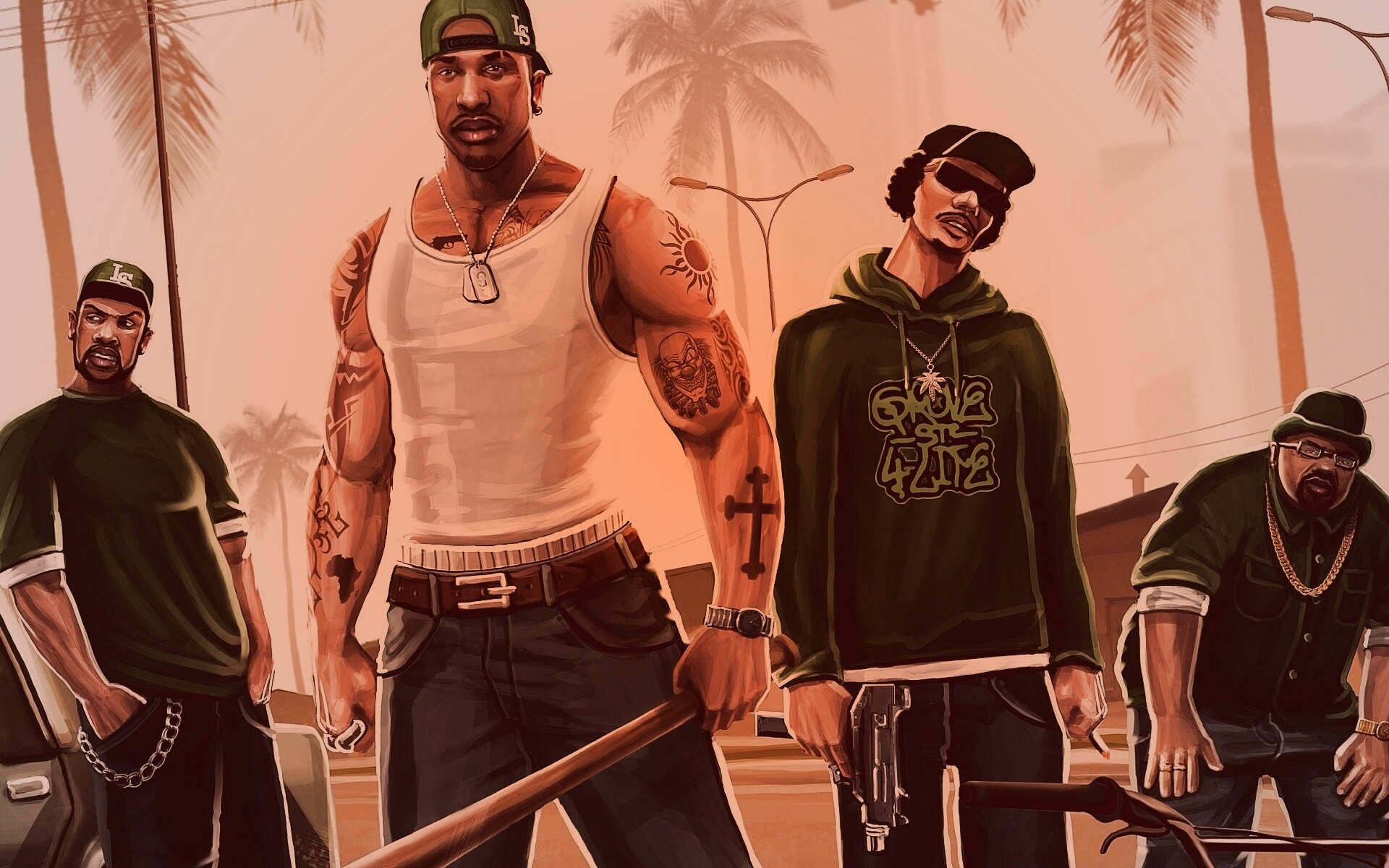 Герои с Грув стрит обои