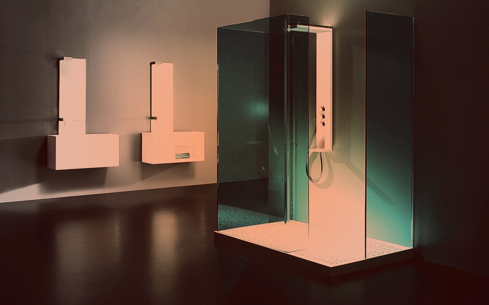 Ванная комната в стиле hi tech обои