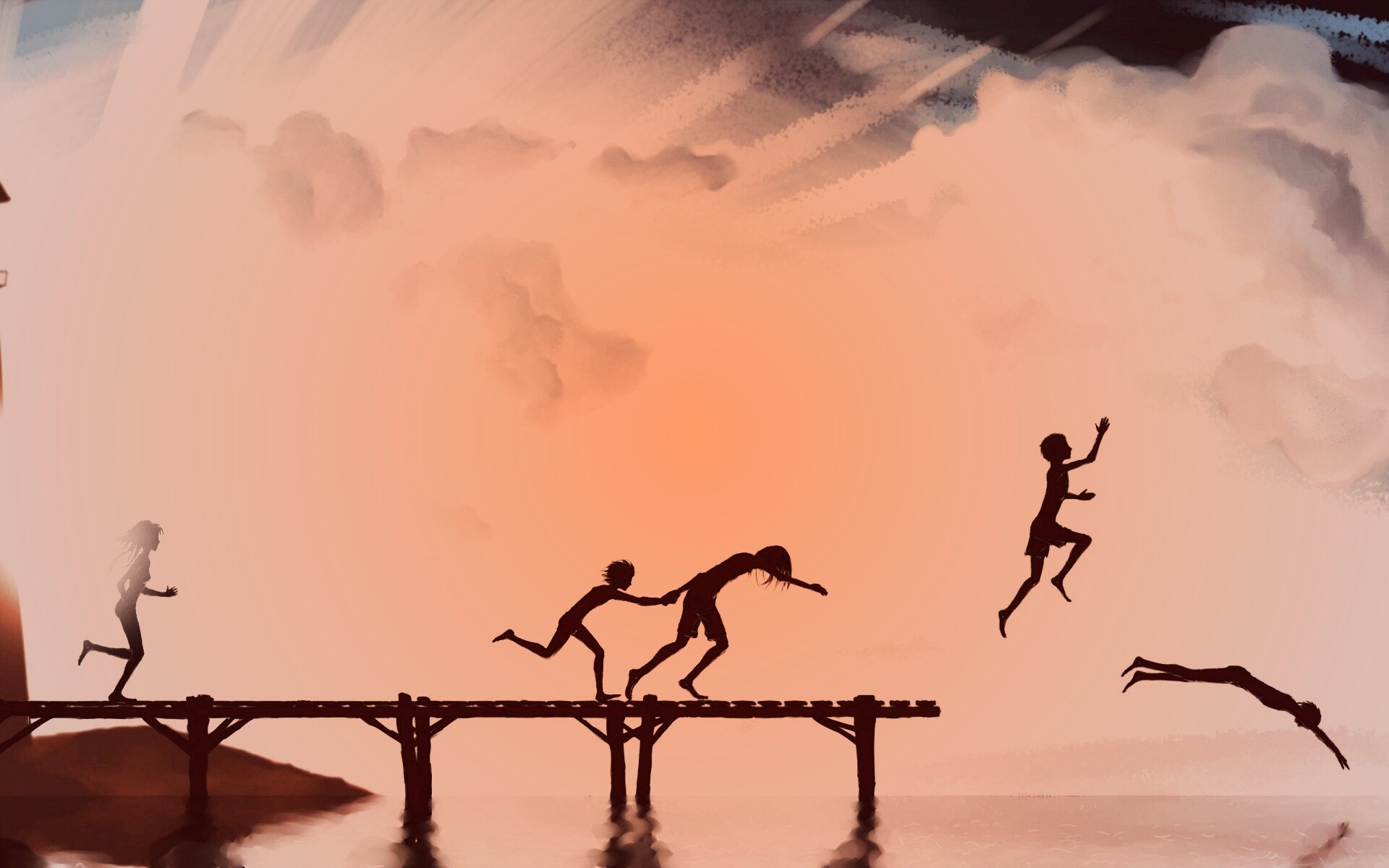 Прыжки с причала обои