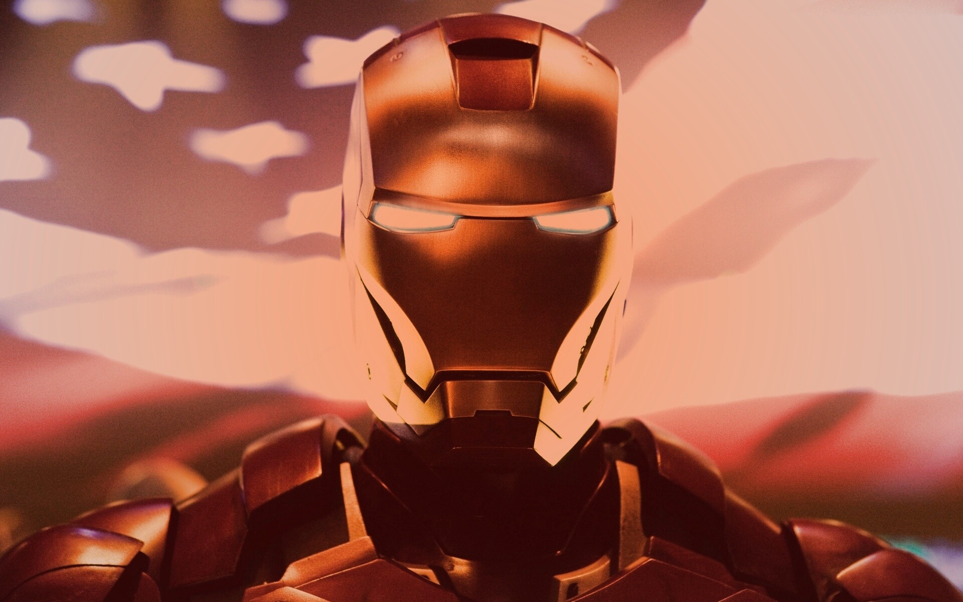 Железный человек на фоне американского флага обои