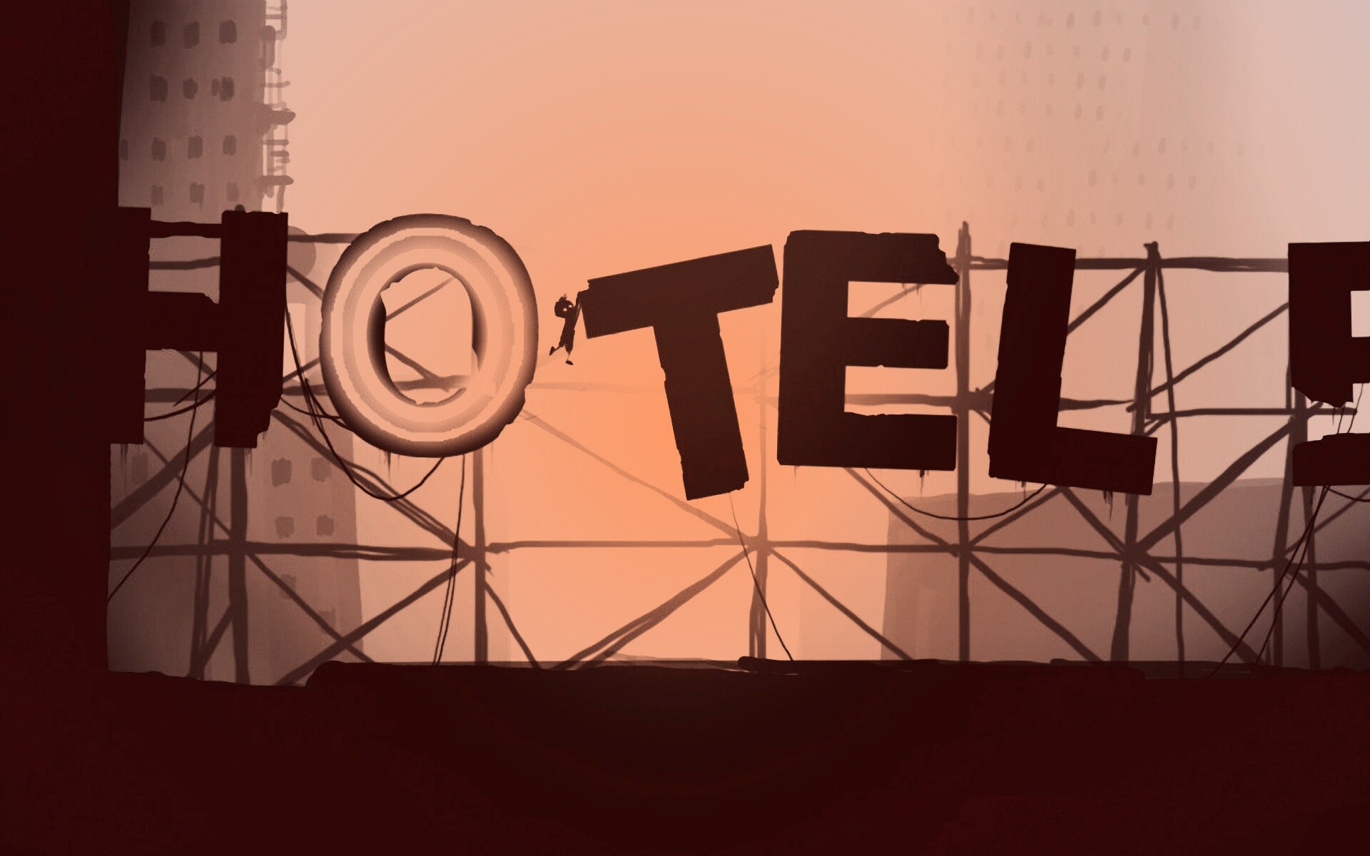 Мальчик из Limbo на вывеске "Hotel" обои